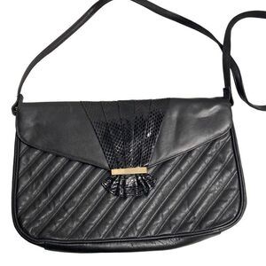 PANTERA Women’s Crossbody‎ Handbag Purse Tote Quilted Black 8X2X12.5